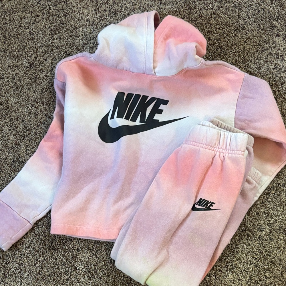 Nike Pastel Pink and White Hoodie Set